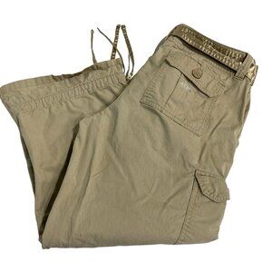 Vintage Y2K Aeropostale Cargo Pants Womens 5/6 Khaki Cropped Satin‎ Ribbon 90s